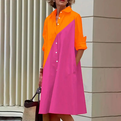 Alba® | Women's midi shirt dress with button placket
