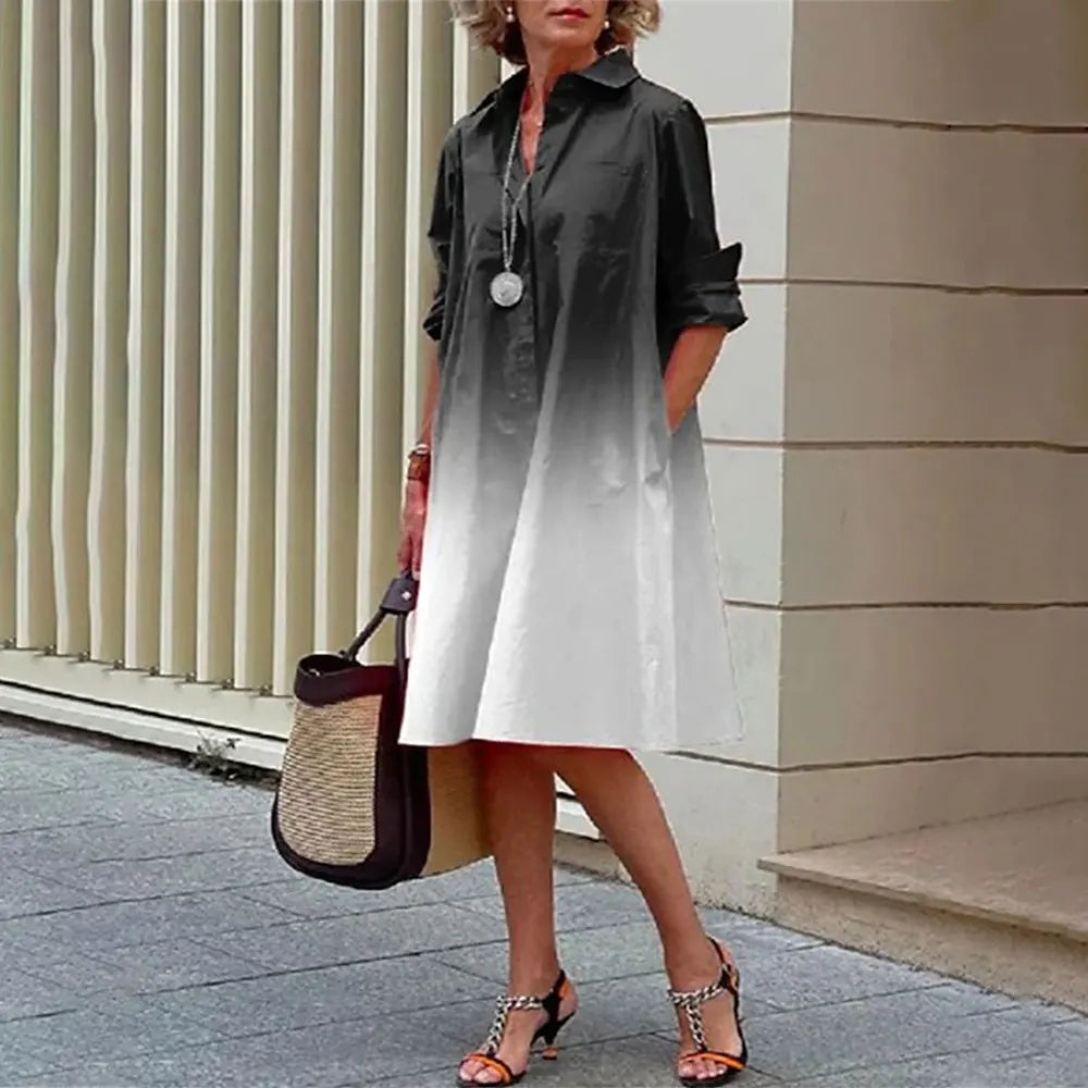Alba® | Women's midi shirt dress with button placket