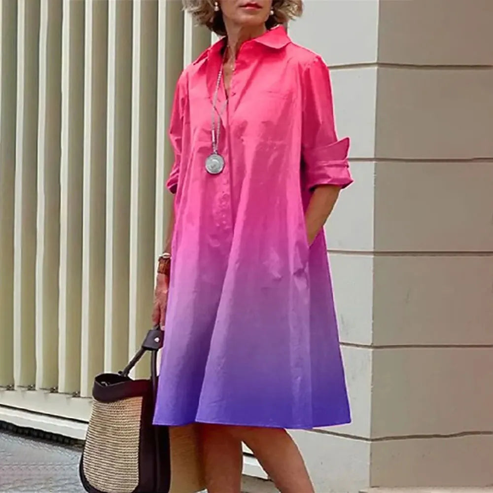 Alba® | Women's midi shirt dress with button placket