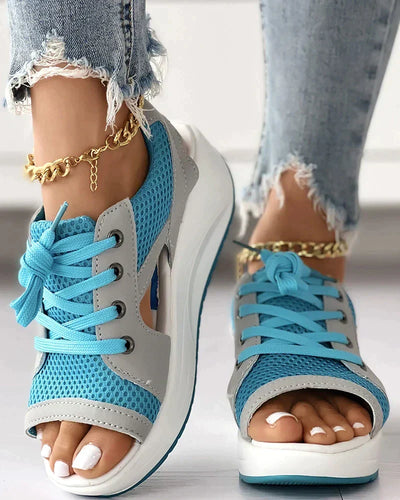 Pink® | Orthopedic muffin sandals with cutout and laces