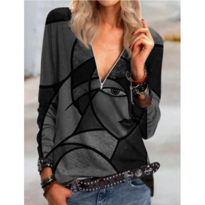 Alba® | Stylish V-Neck Blouse With Abstract Print