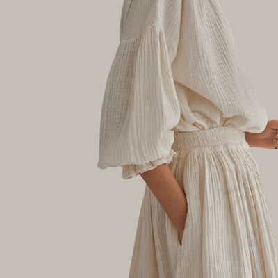 Kaia® | Blouse And Pleated Midi Skirt Set