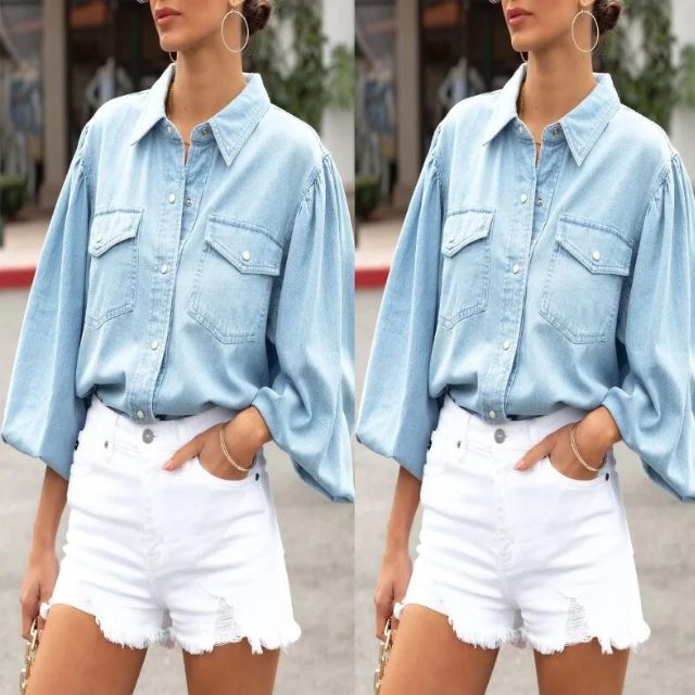 Browse® | Denim Blouse With A Relaxed Fit And Oversized Pockets