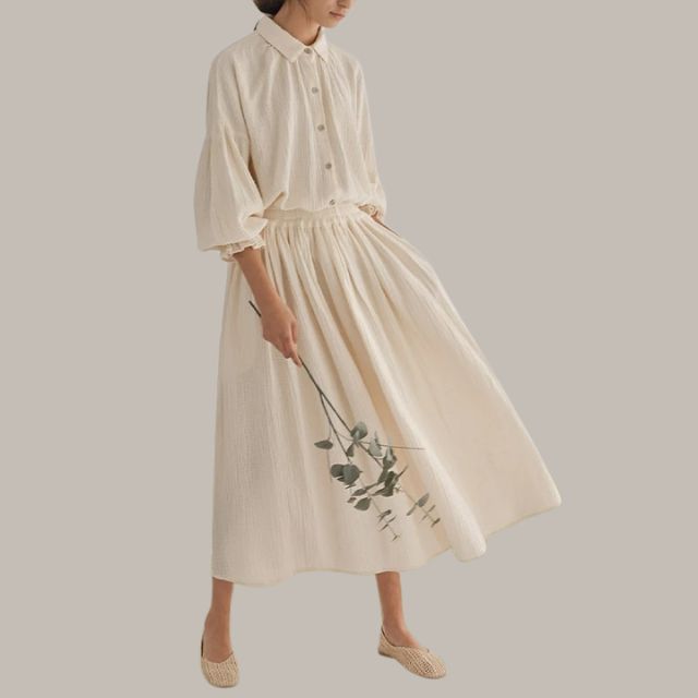 Kaia® | Blouse And Pleated Midi Skirt Set