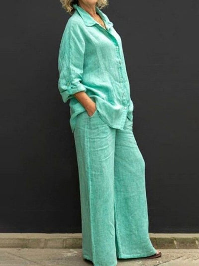 Giannina® | Blouse With Vintage Sleeves And Buttons And Loose Straight Trousers