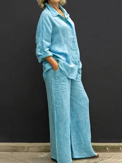 Giannina® | Blouse With Vintage Sleeves And Buttons And Loose Straight Trousers