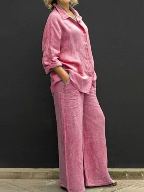 Giannina® | Blouse With Vintage Sleeves And Buttons And Loose Straight Trousers