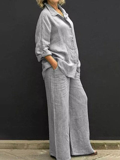 Giannina® | Blouse With Vintage Sleeves And Buttons And Loose Straight Trousers