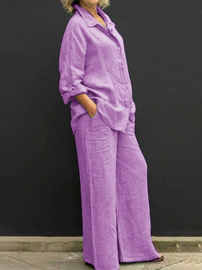 Giannina® | Blouse With Vintage Sleeves And Buttons And Loose Straight Trousers