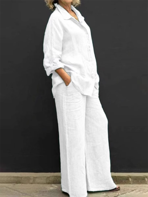 Giannina® | Blouse With Vintage Sleeves And Buttons And Loose Straight Trousers