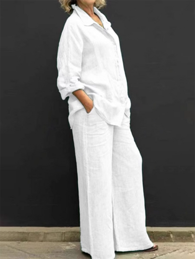 Giannina® | Blouse With Vintage Sleeves And Buttons And Loose Straight Trousers