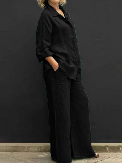 Giannina® | Blouse With Vintage Sleeves And Buttons And Loose Straight Trousers
