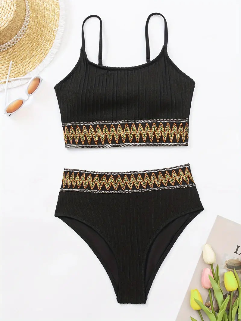 Seraphina® | Ribbed bikini top and high waist briefs