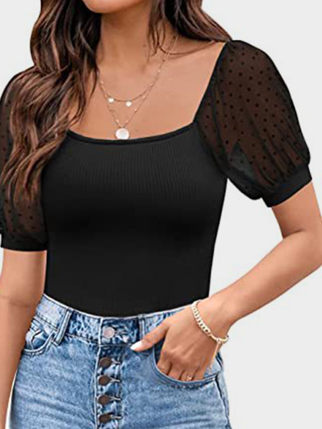 Agustina® | Short-sleeved T-shirt with a square neckline