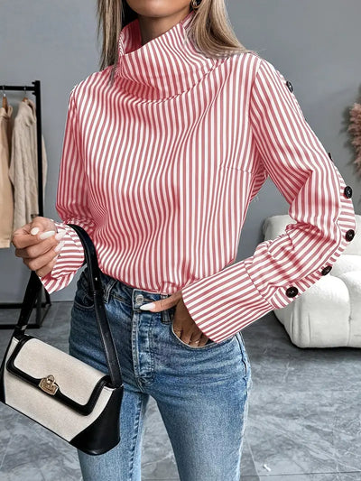 Celeste® | Striped Blouse With High Neck