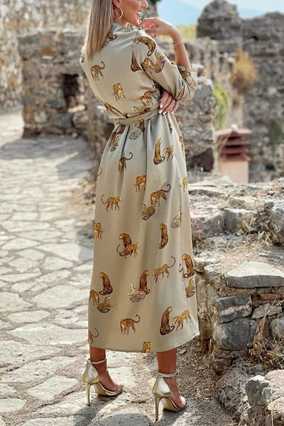 Luz Maria® | Trending now: tiger print satin shirt maxi dress