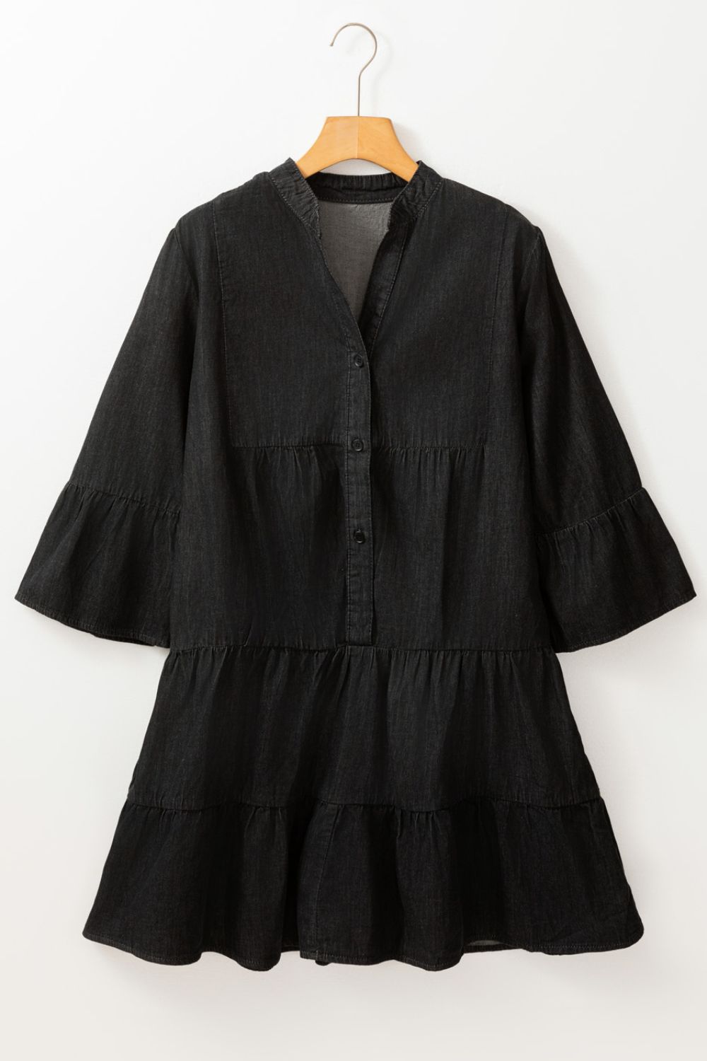 Sol® | Denim dress with notched three-quarter sleeves