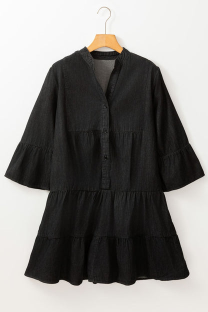 Sol® | Denim dress with notched three-quarter sleeves