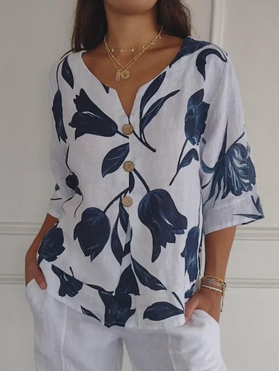 Adela® | Blouse with flower buttons