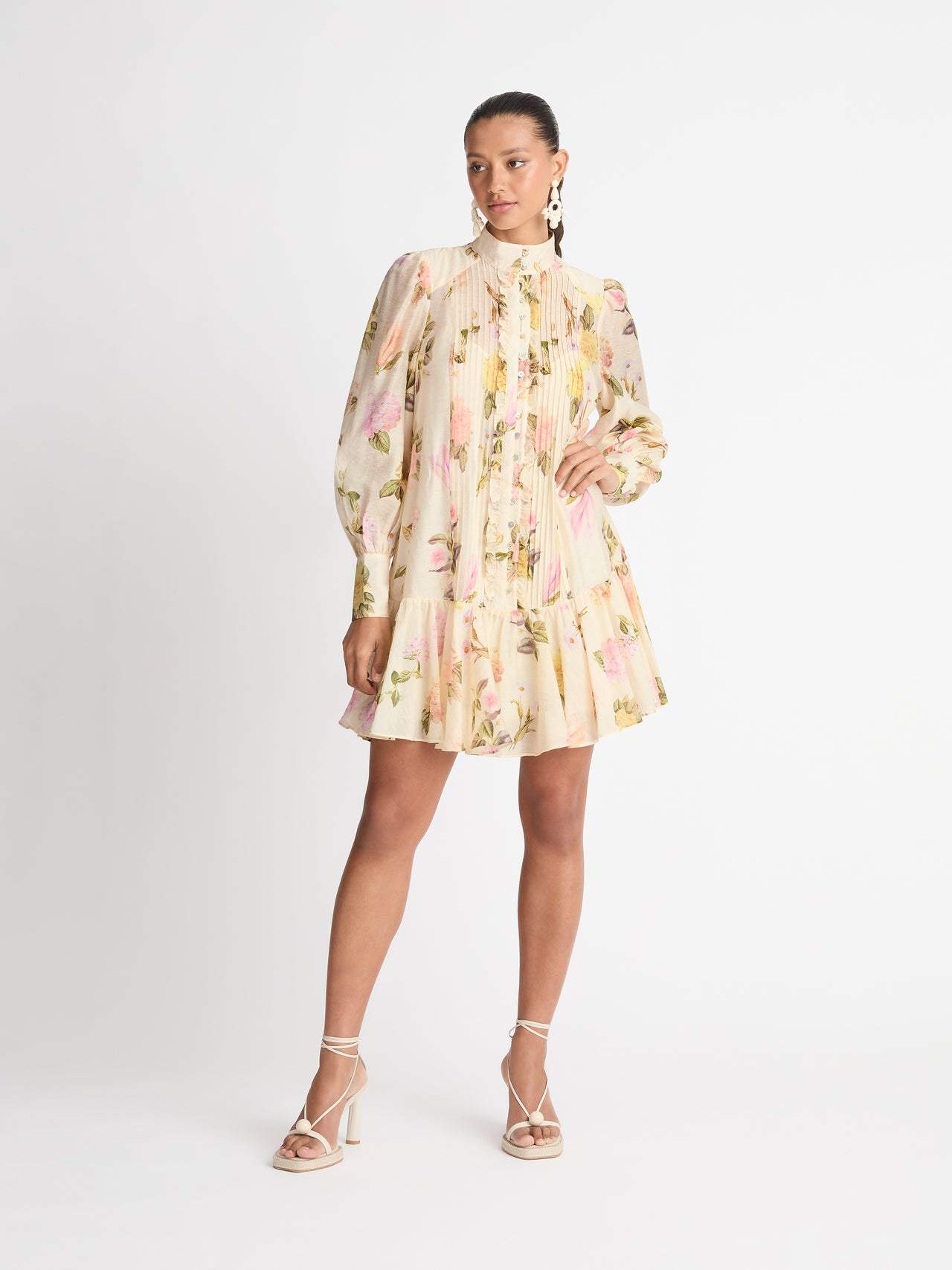 Amelia® | Mini shirt dress with lace trim