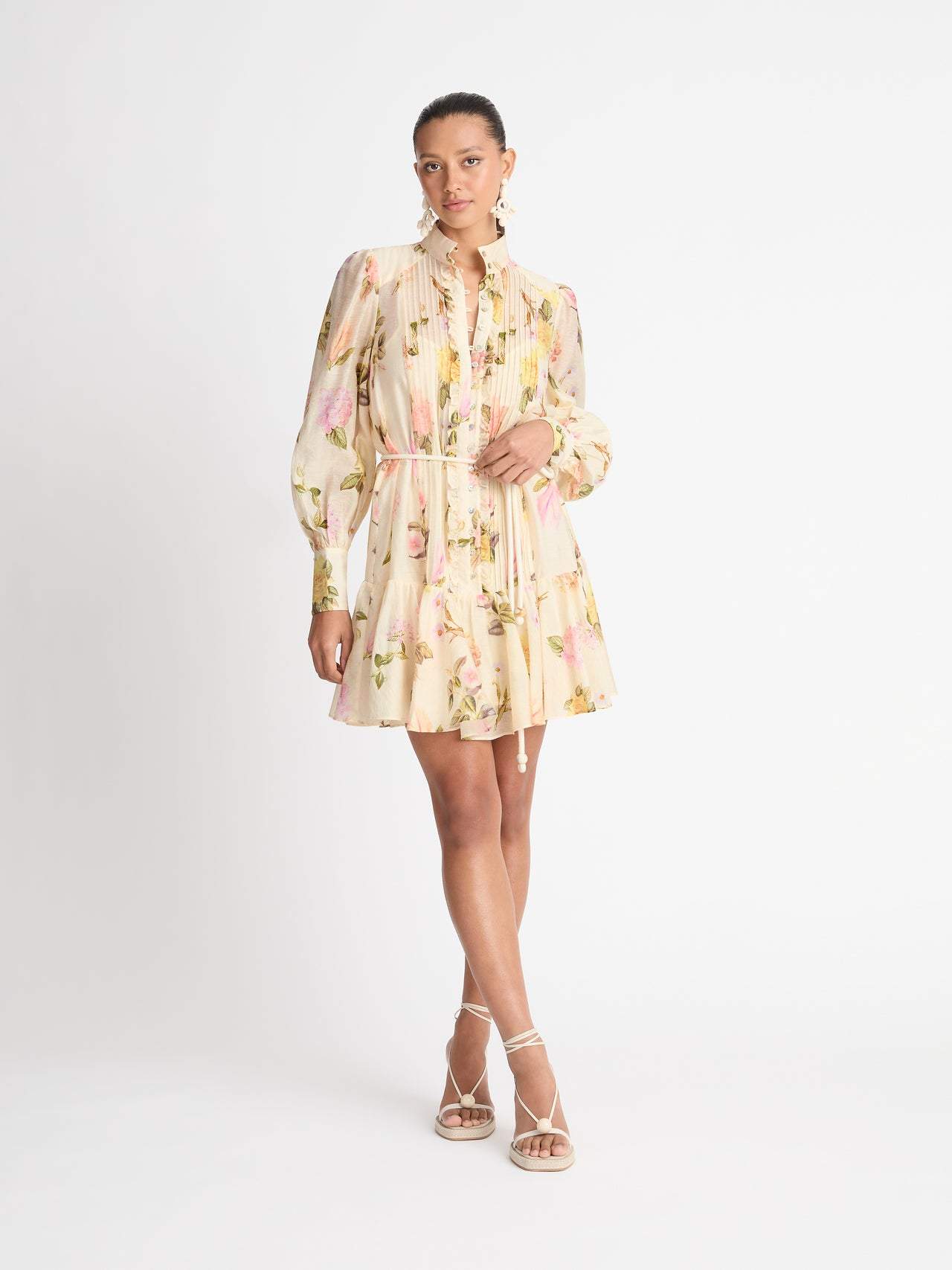 Amelia® | Mini shirt dress with lace trim