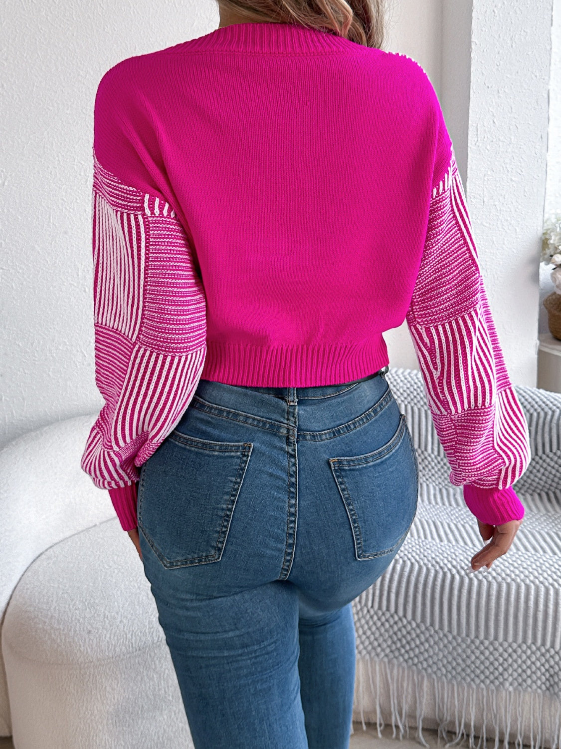 Adeline® | Striped long-sleeved sweater with V-neck