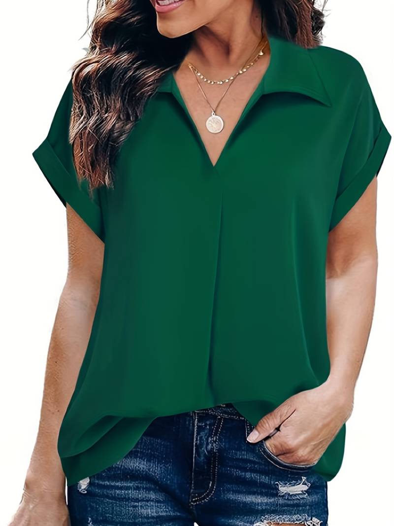 Adriela® | Casual Summer Shirt With Turn-Down Collar For Women