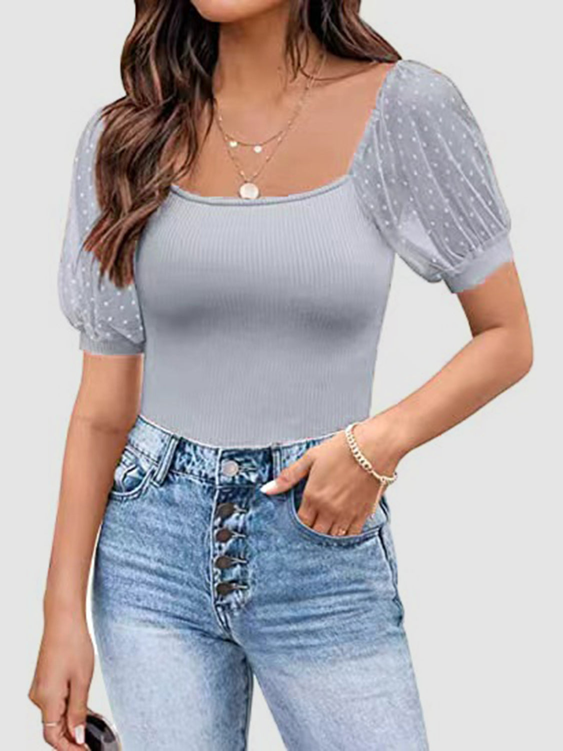 Agustina® | Short-sleeved T-shirt with a square neckline