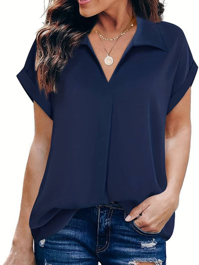 Adriela® | Casual Summer Shirt With Turn-Down Collar For Women