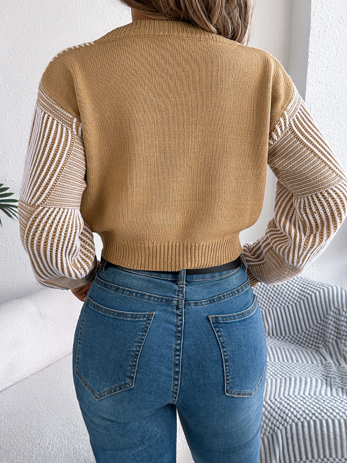 Adeline® | Striped long-sleeved sweater with V-neck