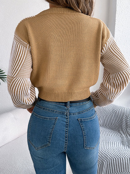 Adeline® | Striped long-sleeved sweater with V-neck