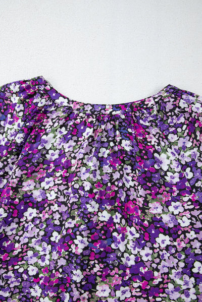 Amanda® | Floral blouse with balloon sleeves and tie collar