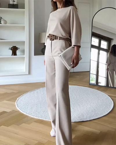 Flavia® | Long sleeve blouse and pants set for women