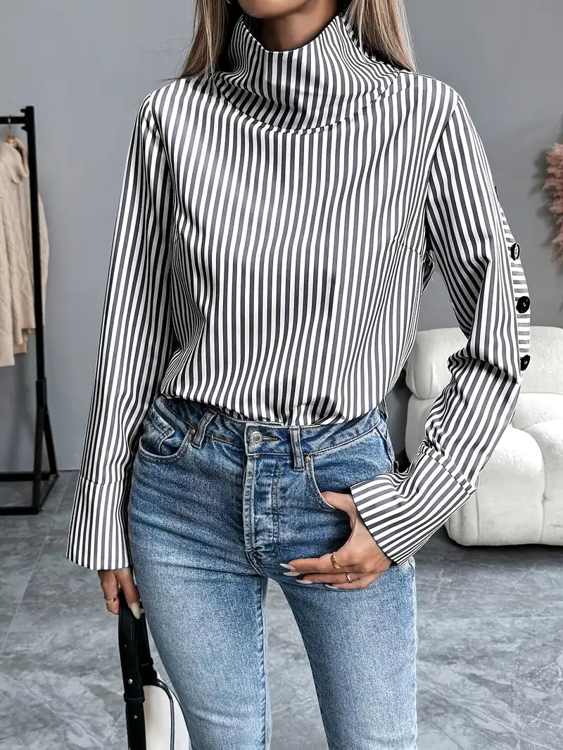 Celeste® | Striped Blouse With High Neck