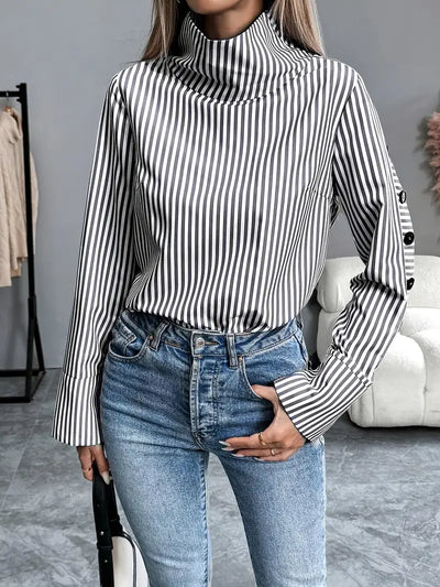Celeste® | Striped Blouse With High Neck