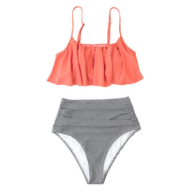 Kizkitza® | Bikini With Ruffled Top And High Waist Bikini Bottom