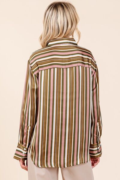 Ariadna® | Striped button-down satin shirt