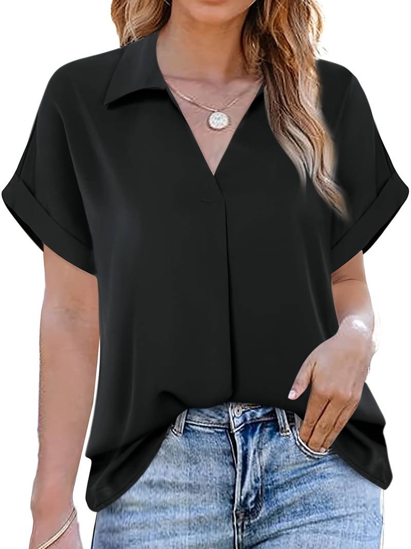Adriela® | Casual Summer Shirt With Turn-Down Collar For Women