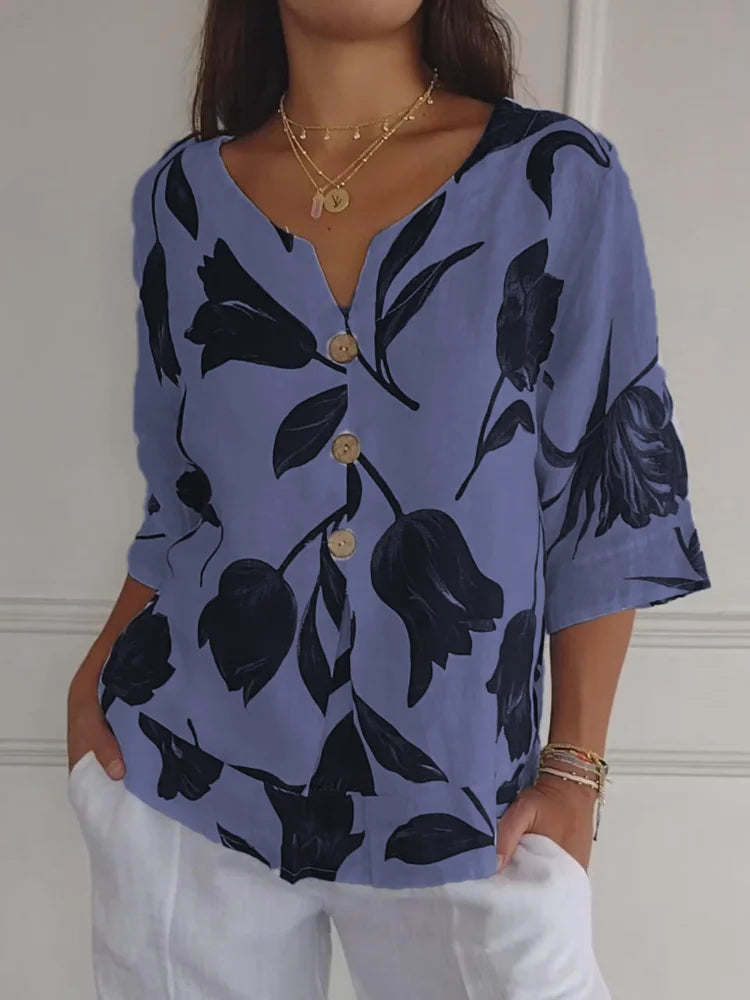 Adela® | Blouse with flower buttons