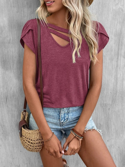 Ariana® | Asymmetrical T-shirt with petal sleeves