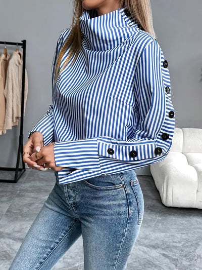 Celeste® | Striped Blouse With High Neck