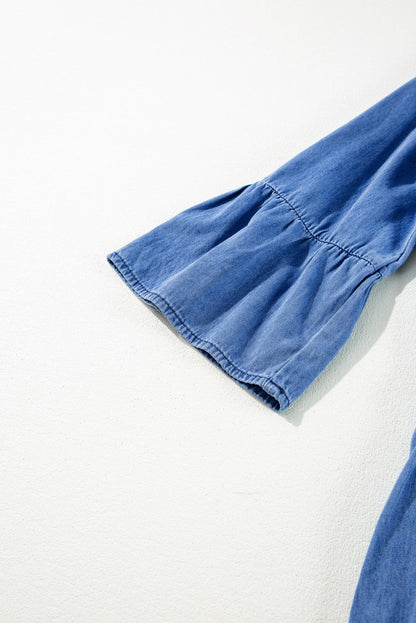Sol® | Denim dress with notched three-quarter sleeves