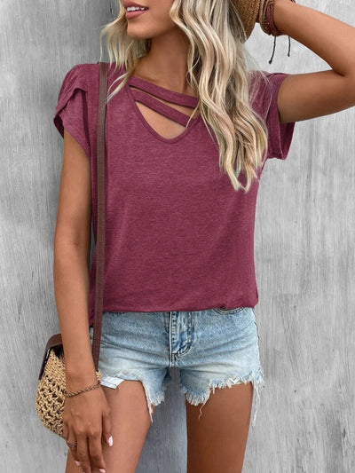 Ariana® | Asymmetrical T-shirt with petal sleeves