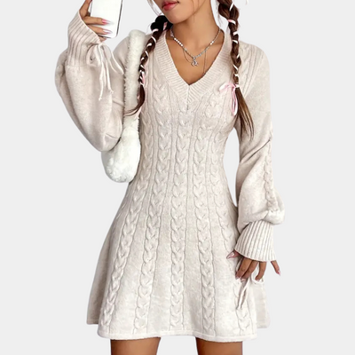 Acantha® | V-neck dress with puff sleeves for women