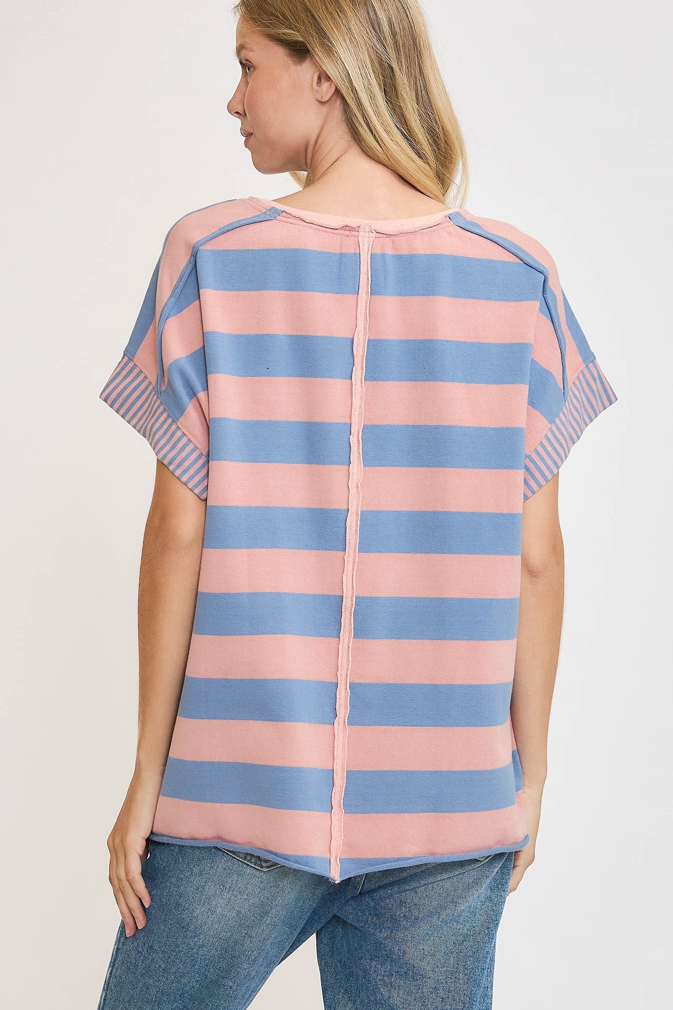 Aida® | Striped French terry T-shirt with peace sign patch