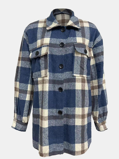 Adela® | Checked, long-sleeved jacket with a collar