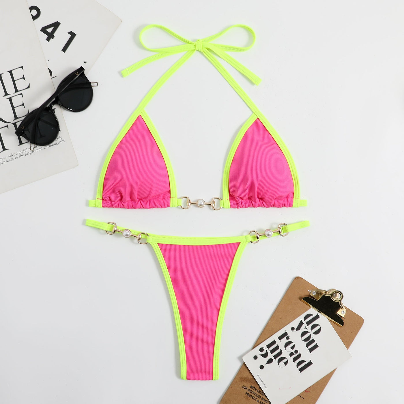 Bronwyn® | Brazilian bikini bottom and triangle top, Pink Edition