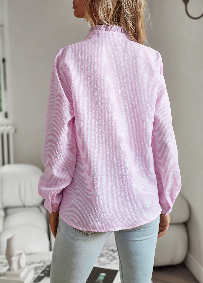 Amalric® | Women'S Ruffle Blouse Stripes