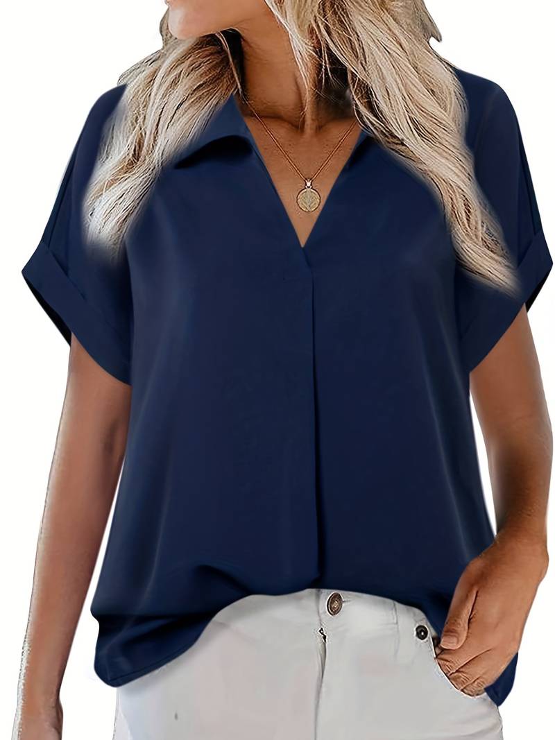Adriela® | Casual Summer Shirt With Turn-Down Collar For Women