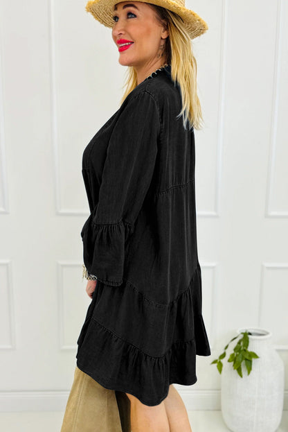 Sol® | Denim dress with notched three-quarter sleeves